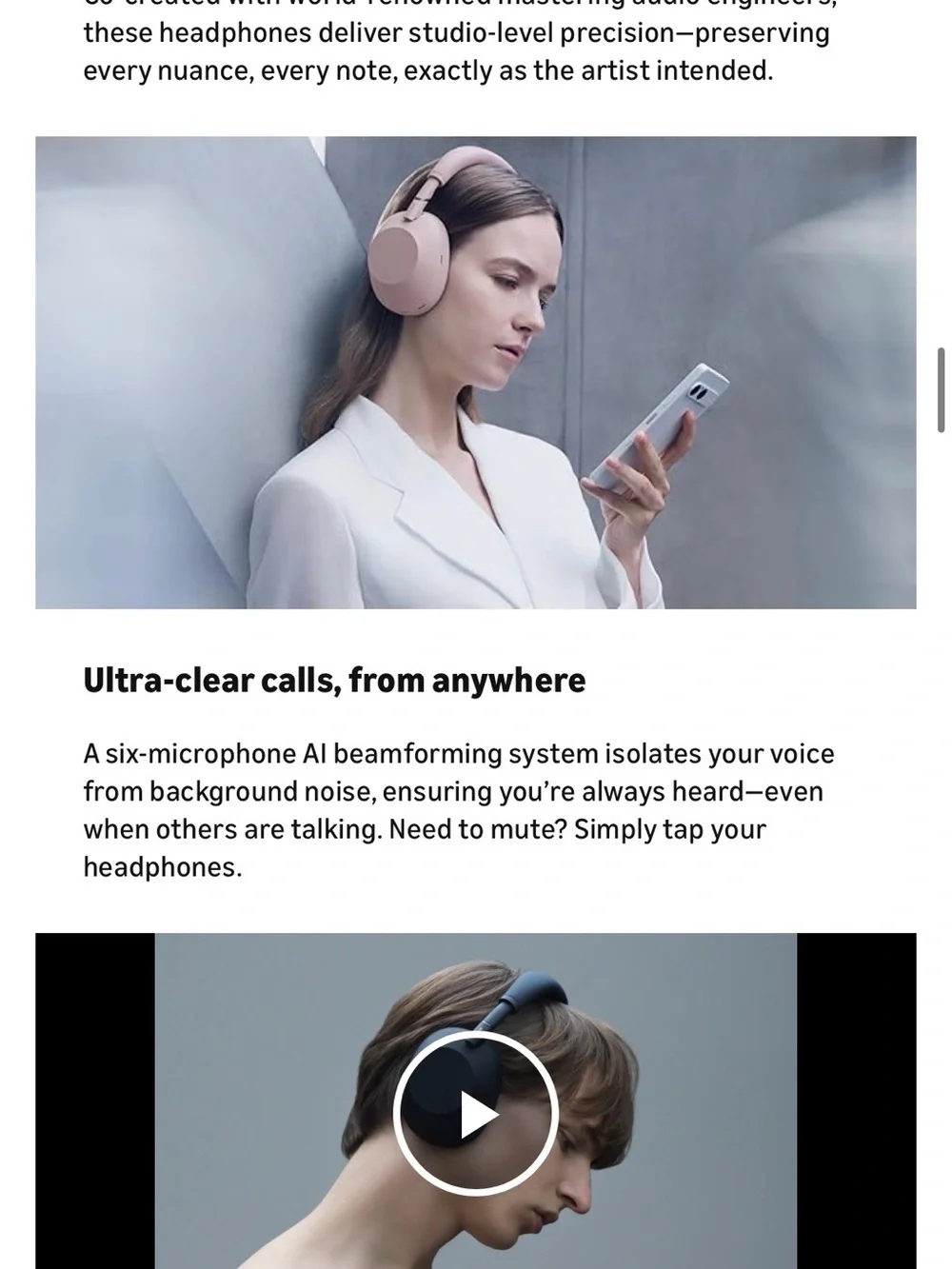 Sony Over-Ear Wireless Headphones - White
